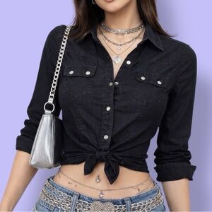 GAP Charcoal Stretch Denim Shirt